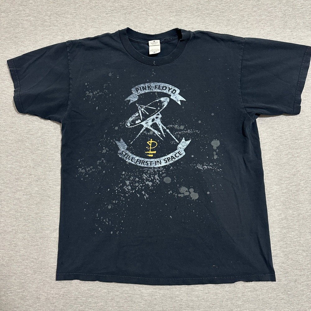 Vintage Pink Floyd‎ Still First In Space Splatter Graphic Tee Faded Black Large